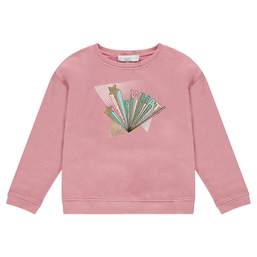 Sweat en molleton uni avec print géométrique en foil doré 