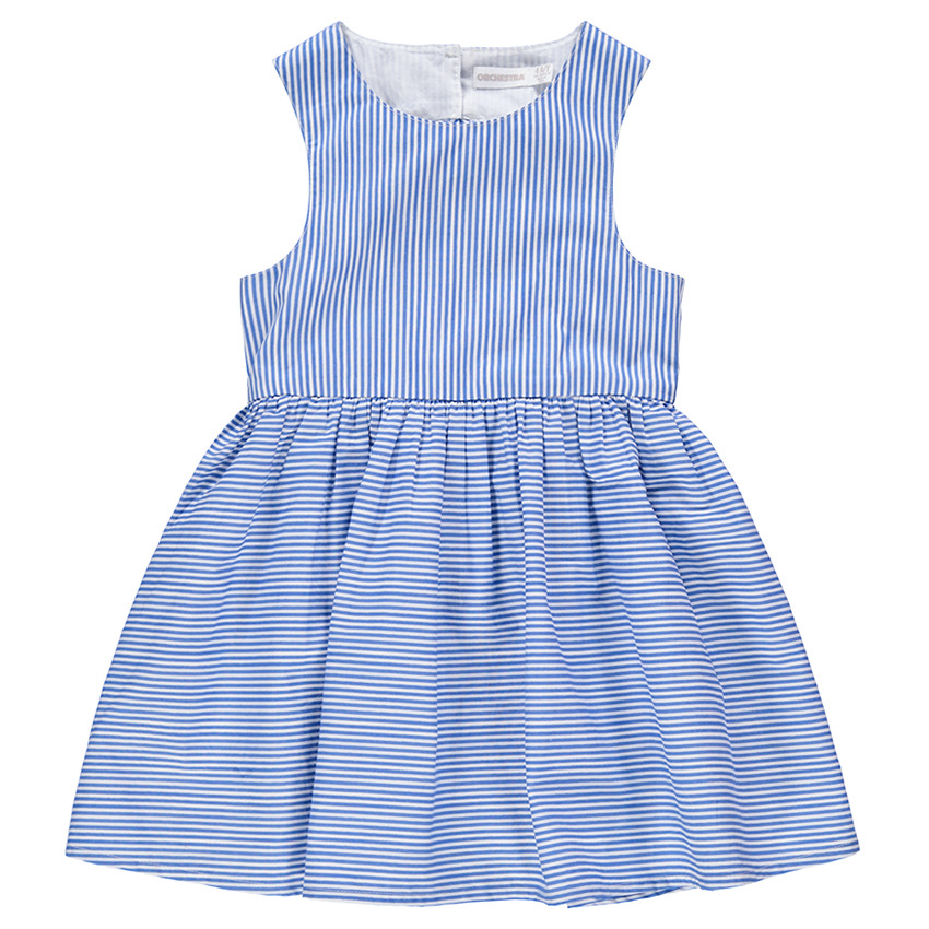 Robe manches courtes à fines rayures et dos ajouré 
