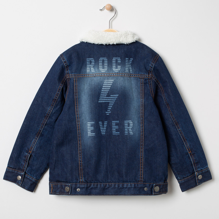 Veste en jean used doublée sherpa moutonnée 