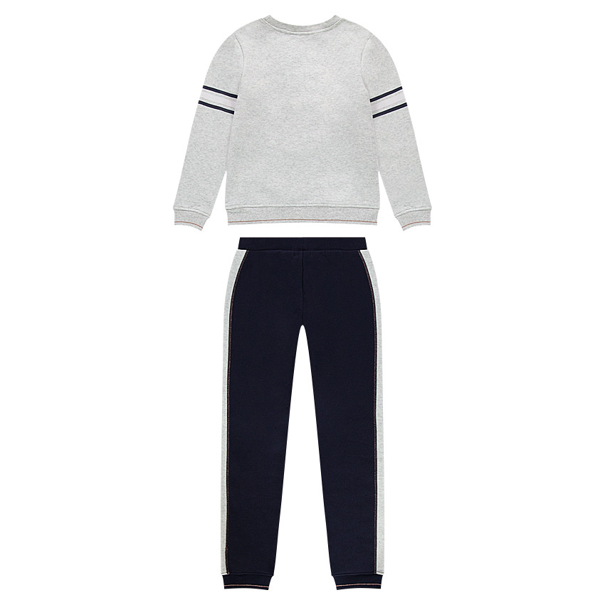 Junior - Jogging en molleton avec bandes contrastées et texte printé en relief 
