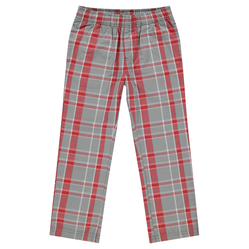Pyjama avec print loup et pantalon à carreaux en popeline 