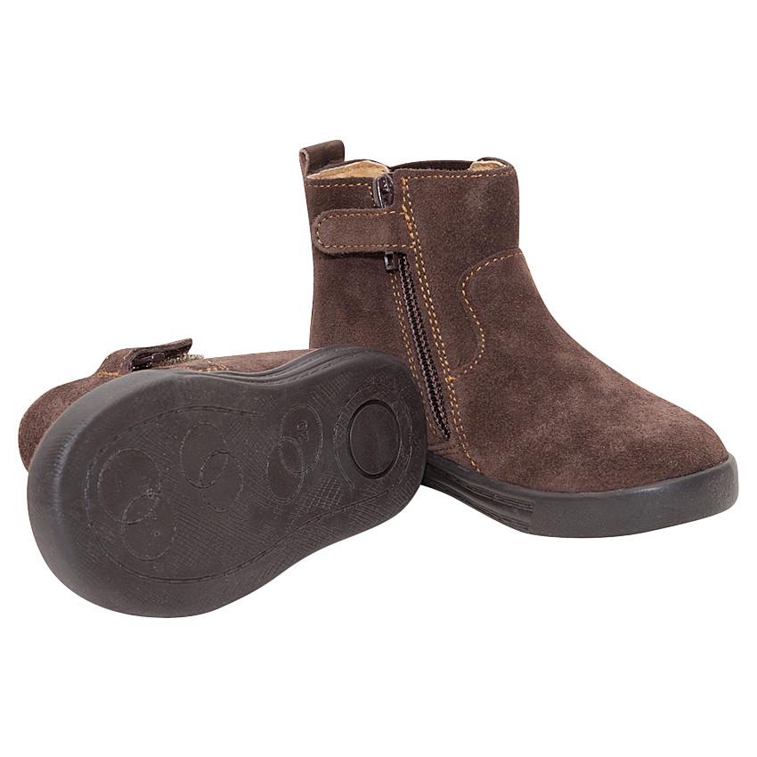 1/2 Bottes en cuir suédé avec zip et élastique 