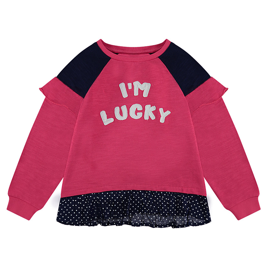 Sweat en molleton effet 2 en 1 avec volant à pois 