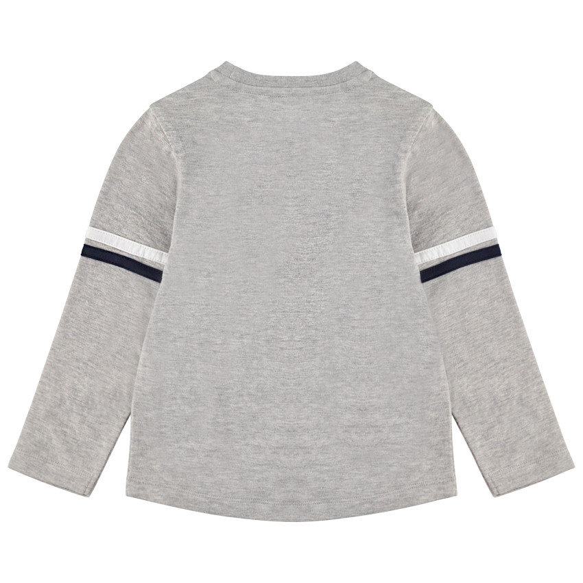 Tee-shirt manches longues chiné avec éclair printé 