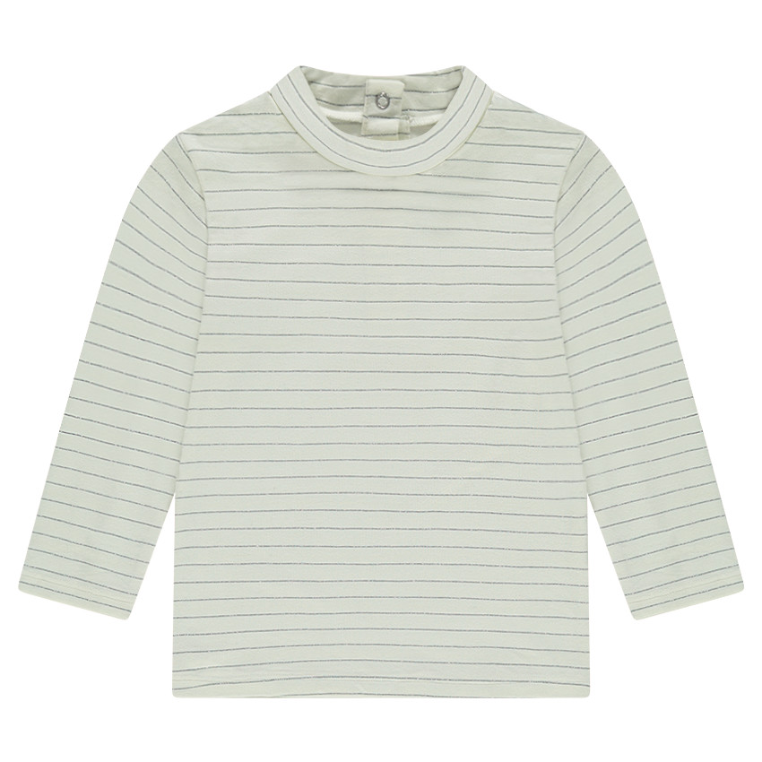 Sous-pull col roulé rayé argenté 