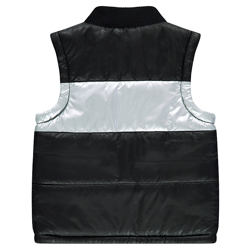 Doudoune sans manches bicolore doublée micropolaire avec badges 