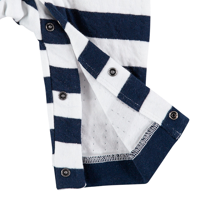Combinaison longue à rayures all-over et poche en chambray 