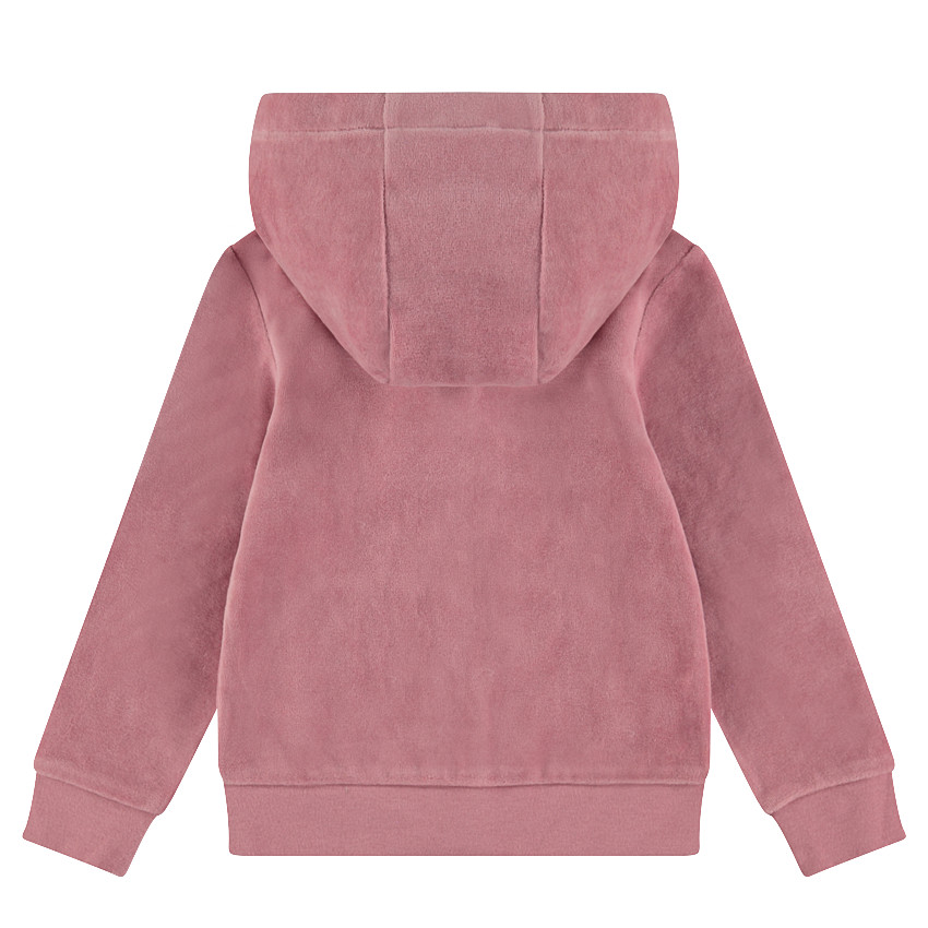 Gilet en velours à capuche avec mot pailleté 