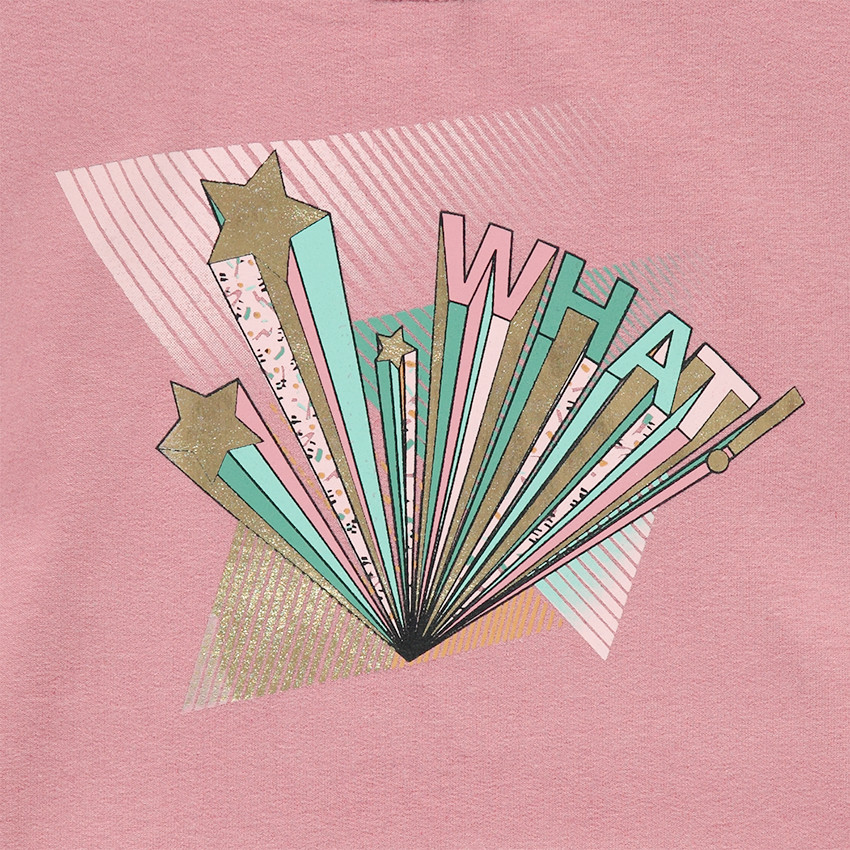 Sweat en molleton uni avec print géométrique en foil doré 