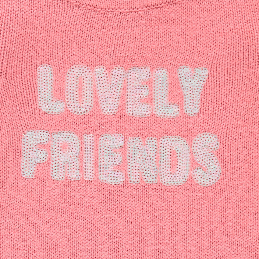 Pull en tricot uni avec message en sequins 