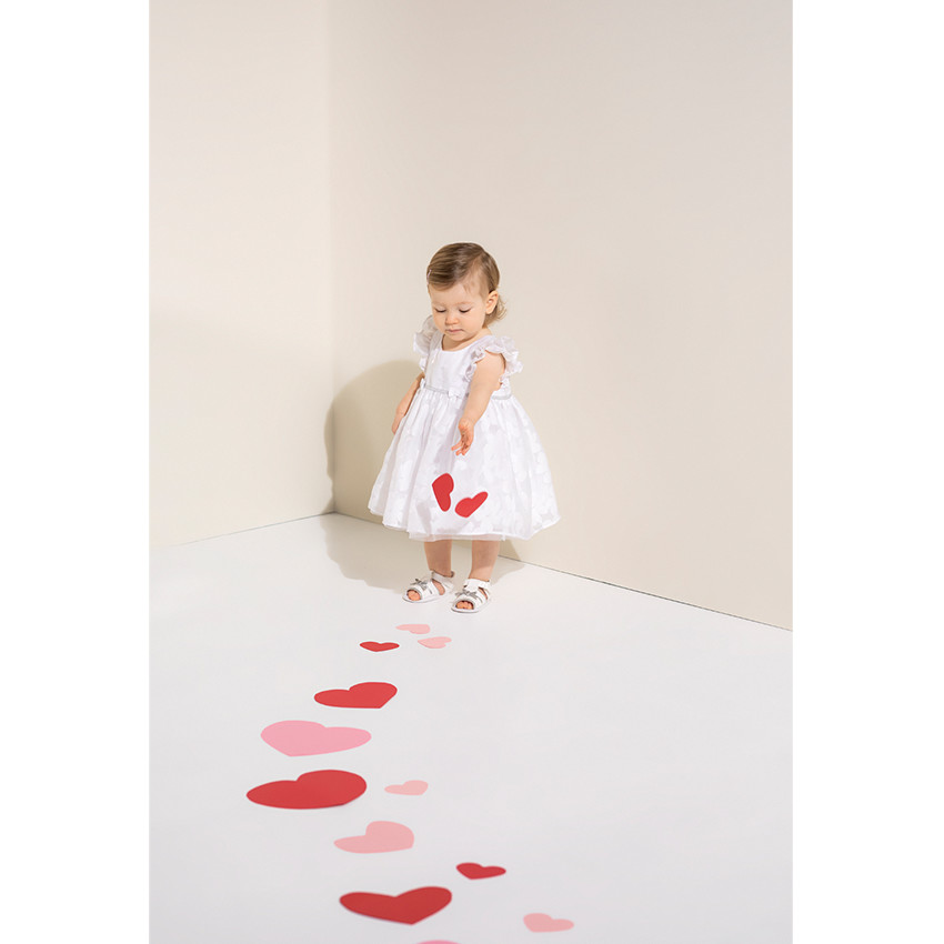 Robe de cérémonie en tulle avec fleurs en ton sur ton 