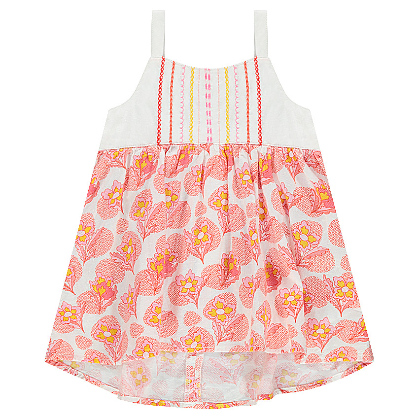 Top volanté à fines bretelles avec imprimé fleur et broderies 