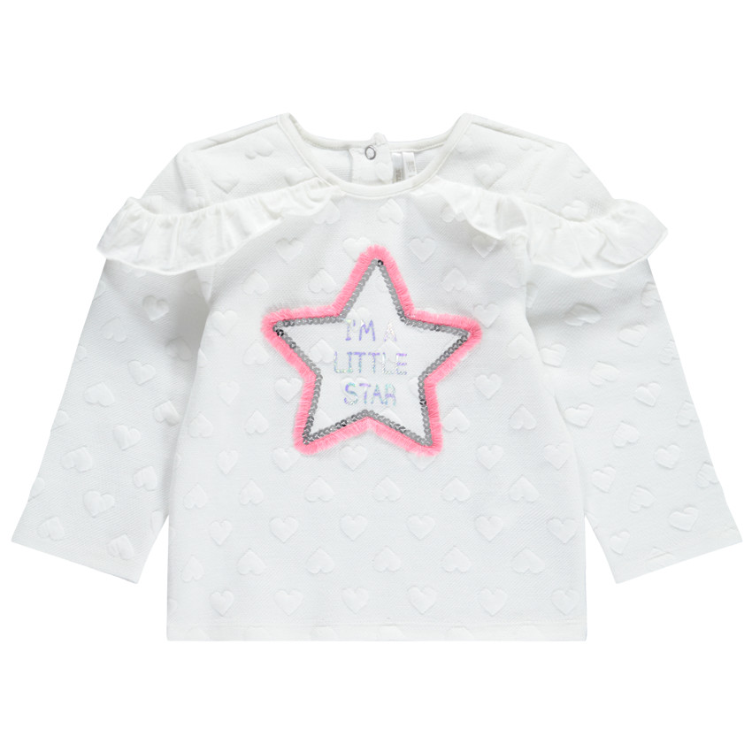 Sweat en molleton avec coeurs en jacquard et motif à sequins 