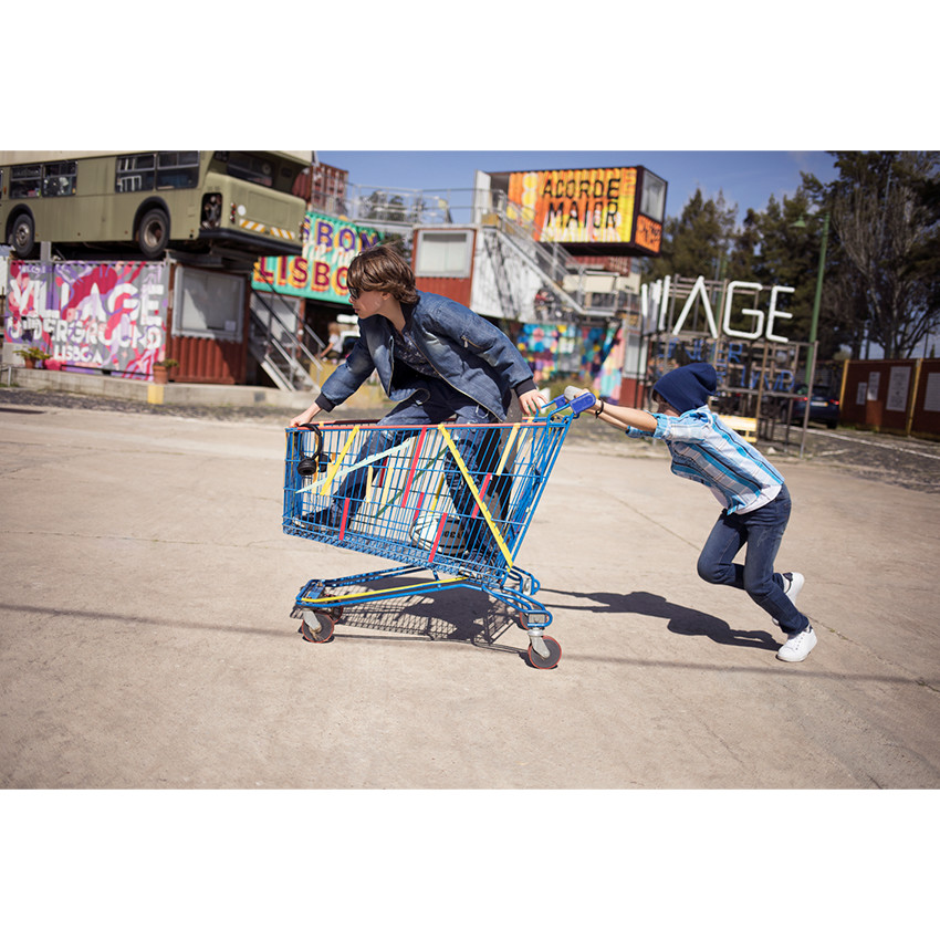 Junior - Blouson effet jeans used avec poche zippée 