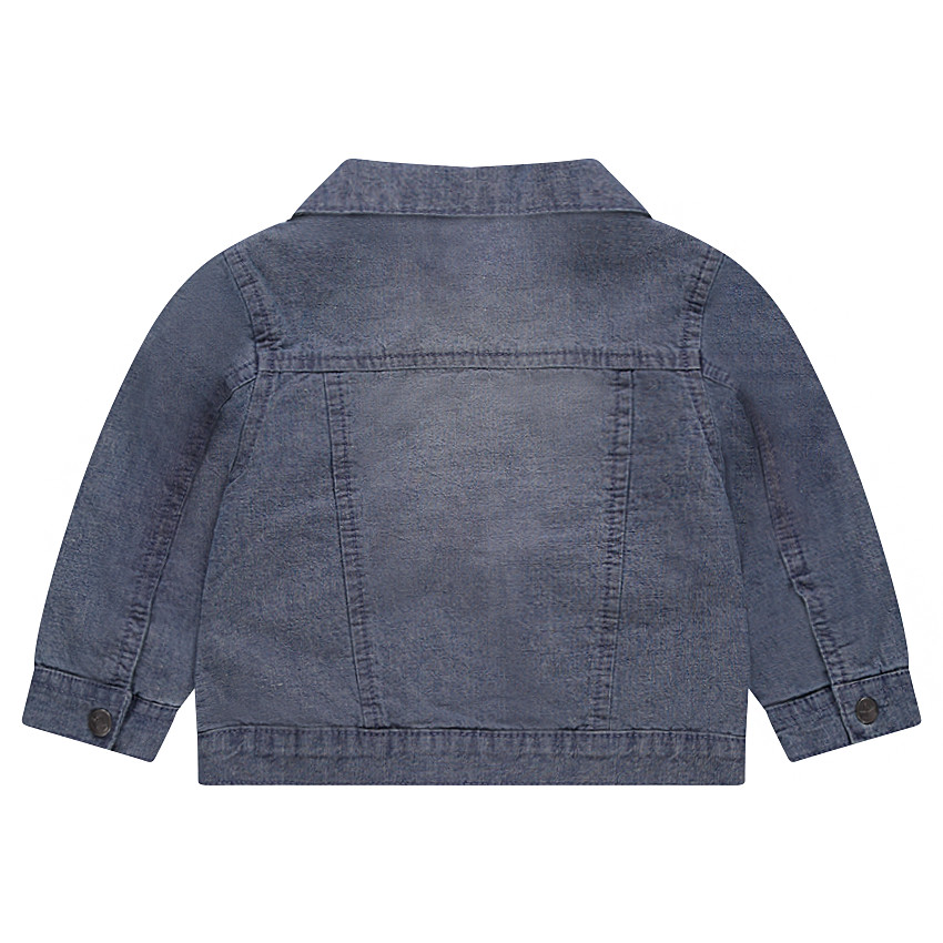 Veste en jeans effet used avec badge patché 