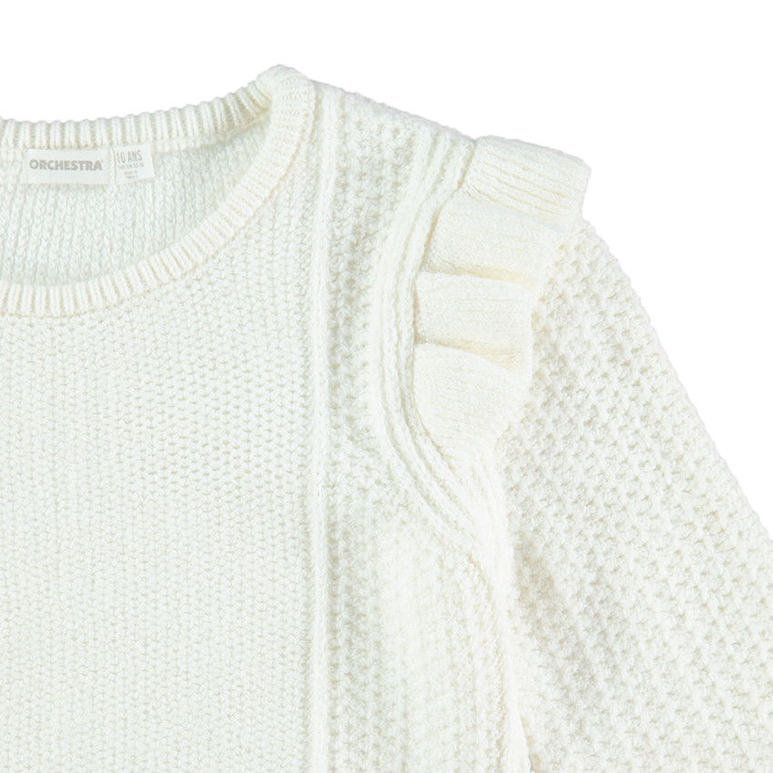 Pull en tricot avec volants sur les emmanchures 