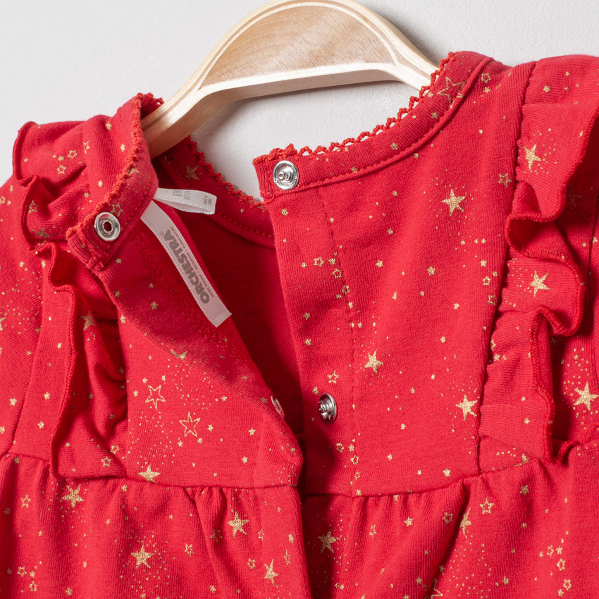 Tunique manches longues à étoiles dorées all-over 