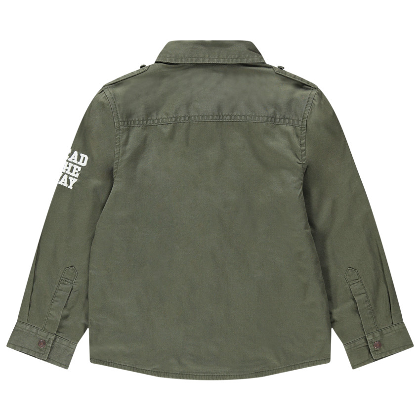 Surchemise en twill esprit militaire doublée jersey à poches 
