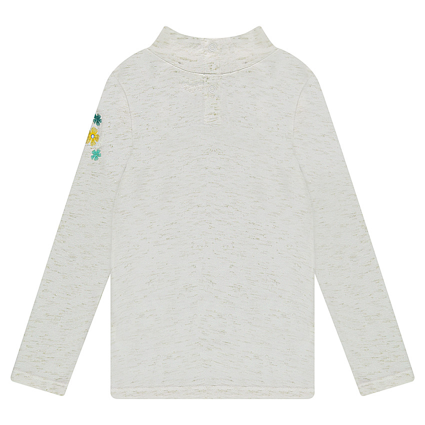 Sous-pull en jersey slub avec fil doré et oiseau brodé 