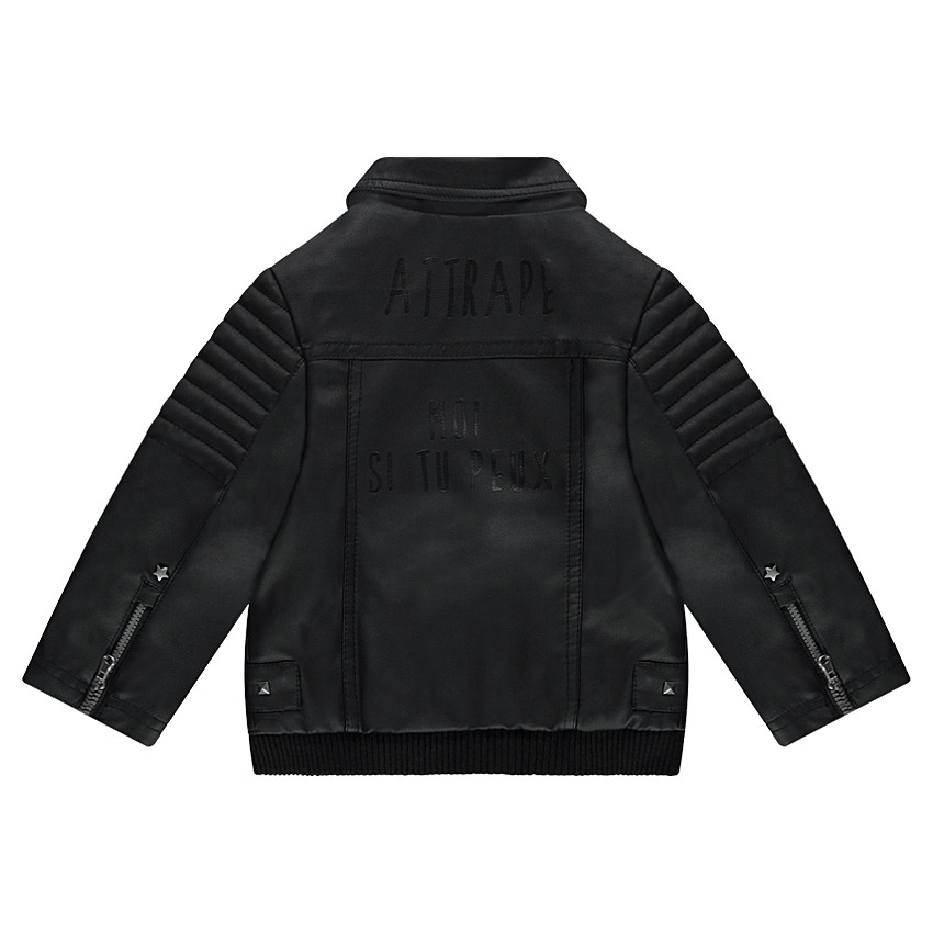 Perfecto en simili cuir avec rivets métallisés et texte printé au dos 