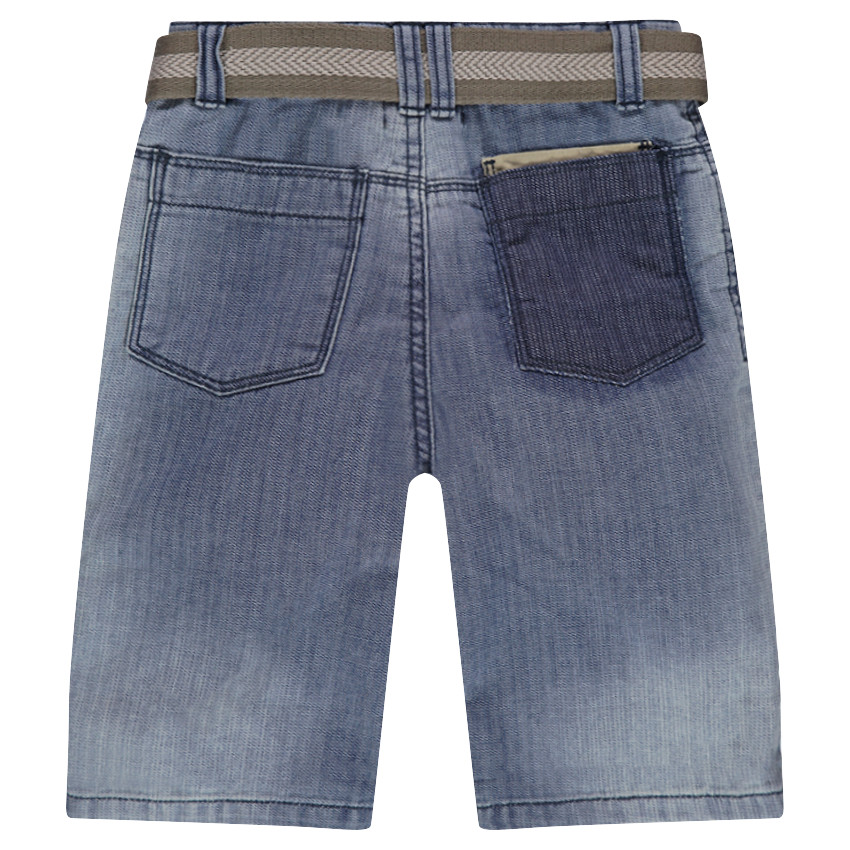 Bermuda en jeans effet used avec ceinture amovible 