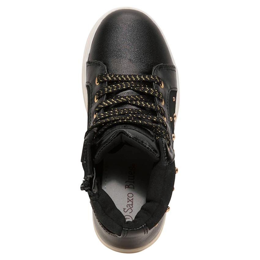 Baskets montantes noires bi-matière avec clous fantaisie 