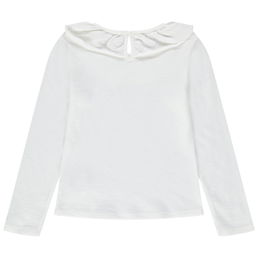 T-shirt manches longues en jersey à col volanté 