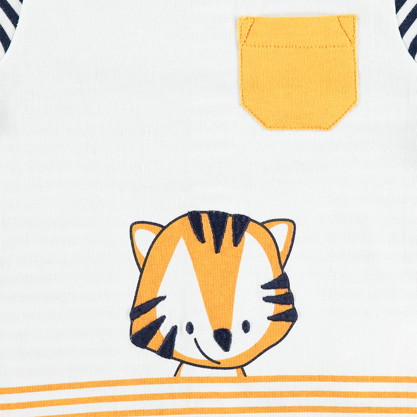 Tee-shirt manche longues en jersey avec rayures et tigre printé 