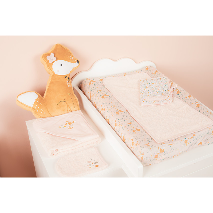 Housse de matelas à langer avec tapis en éponge et imprimé renards 