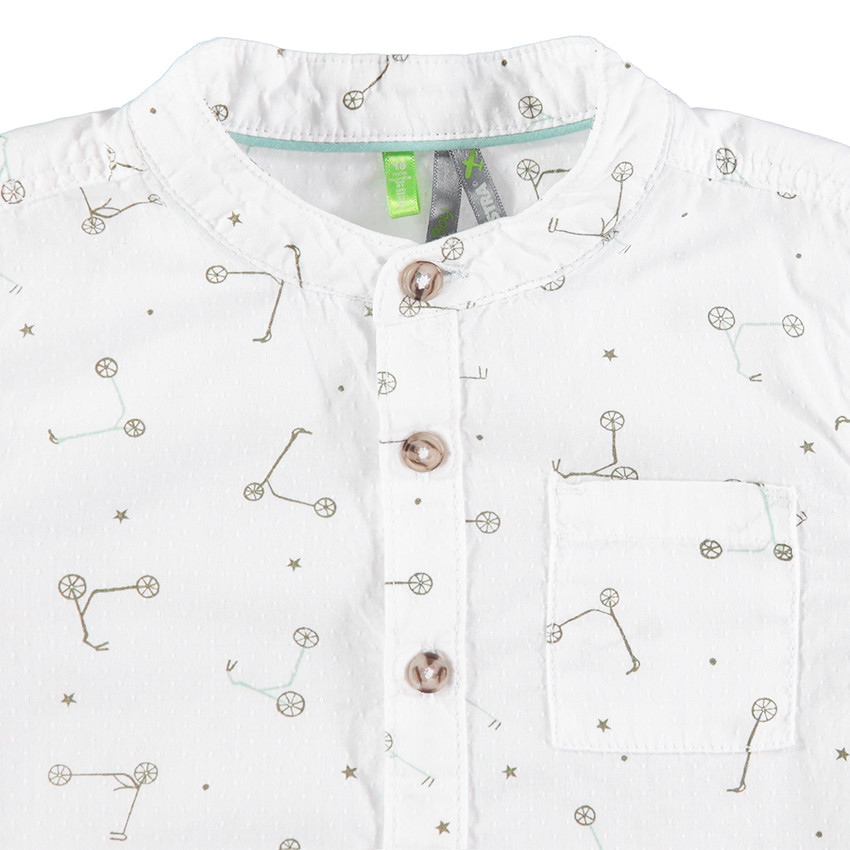 Chemise de cérémonie manches longues avec trottinettes all-over 