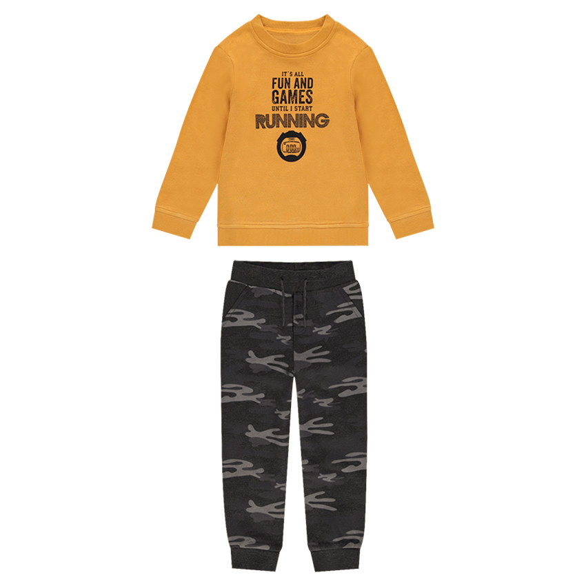 Jogging en molleton moutarde avec pantalon army 