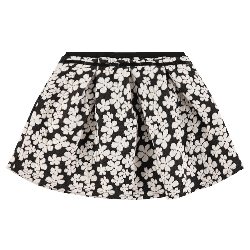Jupe volantée avec fleurs en jacquard 