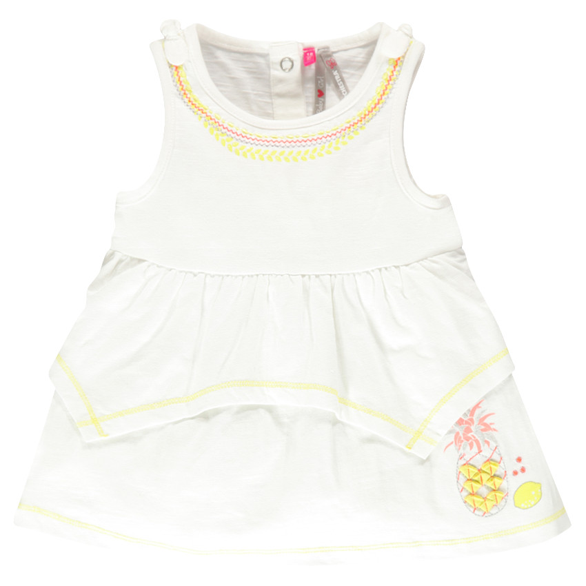 Tunique à volants et noeuds avec prints ananas et citron 