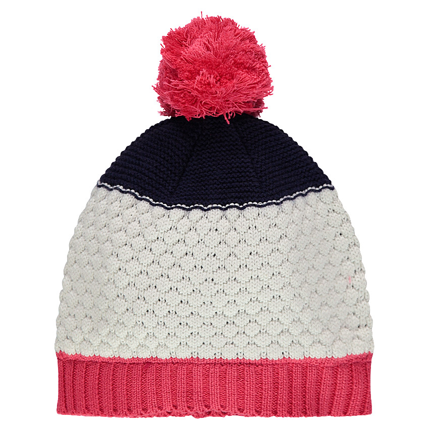 Bonnet en tricot avec pompon rose 