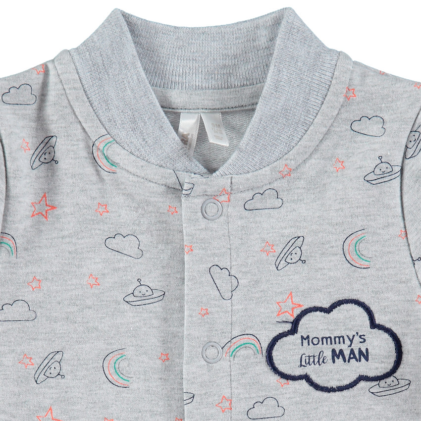 Combinaison en coton avec imprimé fantaisie all-over et nuage brodé 