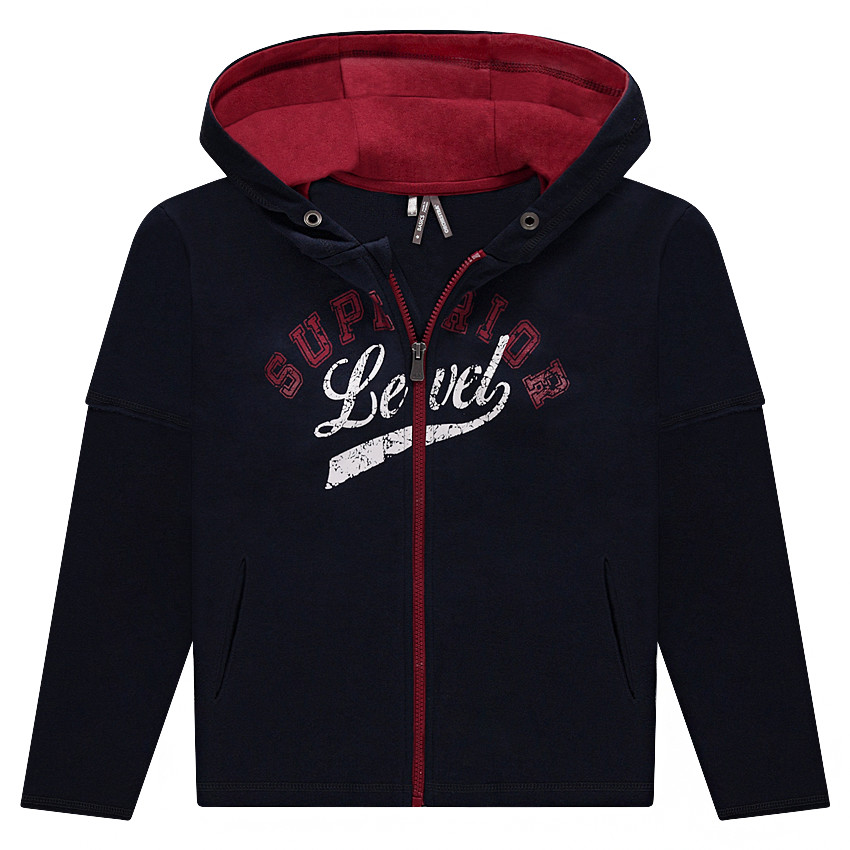 Junior - Gilet à capuche zippé en molleton avec inscription printée 