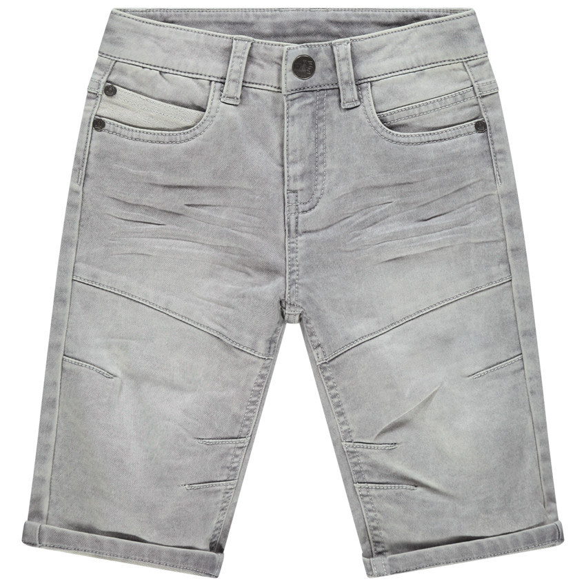 Bermuda en jean effet used à découpes 