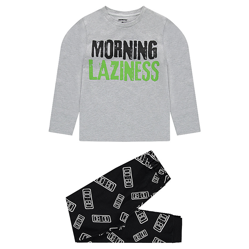 Junior - Pyjama en jersey avec message printé et pantalon imprimé all-over 
