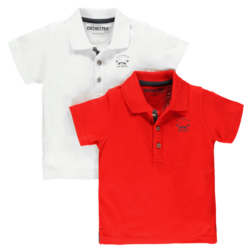 Lot de 2 polos manches courtes unis avec logo printé 