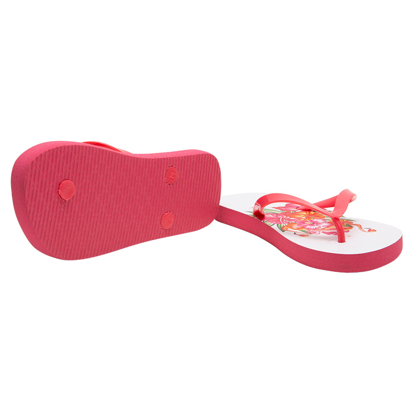 Tongs avec fleurs imprimées et bride unie 