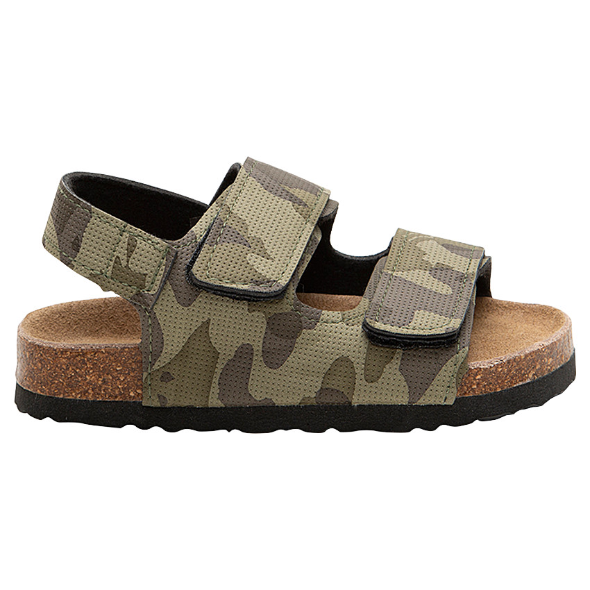 Nu-pieds texturés avec motif army all-over et semelle effet liège 