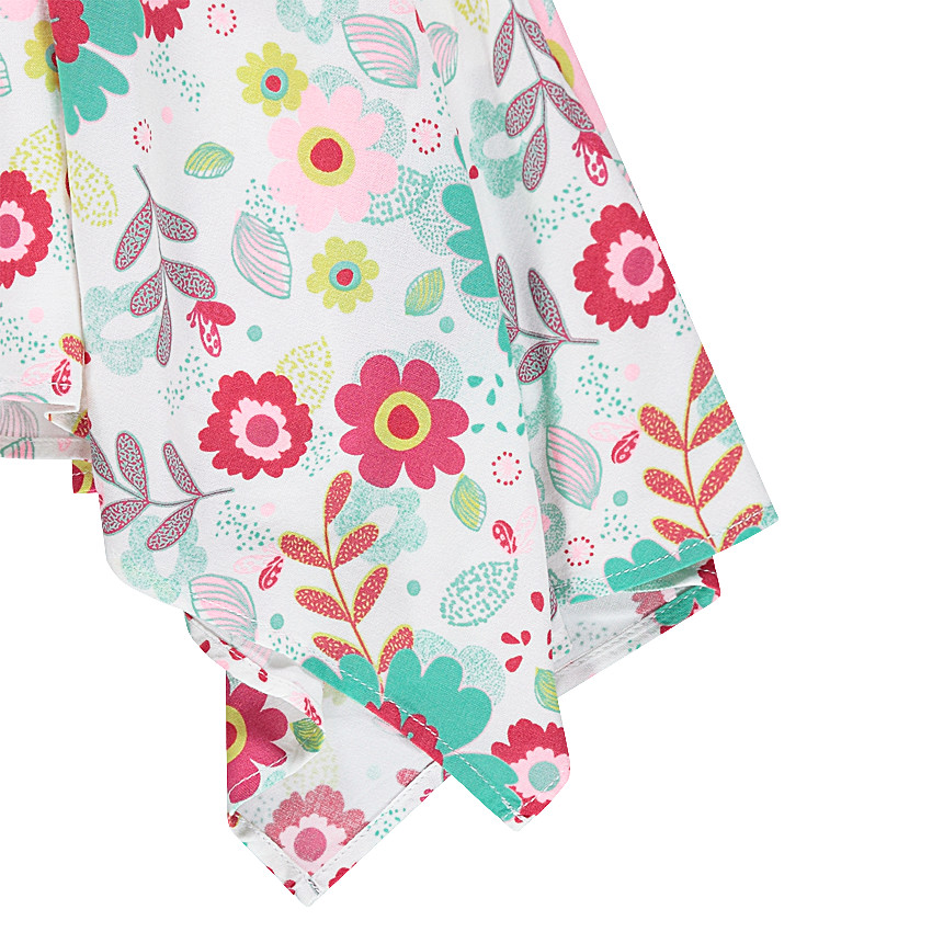 Tunique volantée imprimée fleurs all-over avec détails brodés 