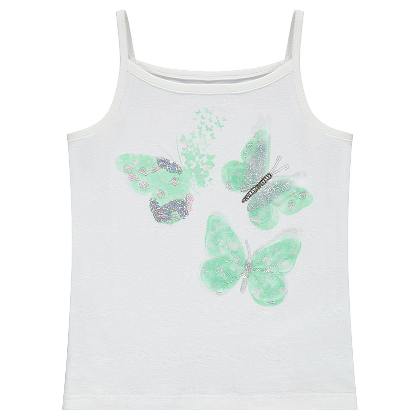 Débardeur en jersey avec papillons printés et détails organza  