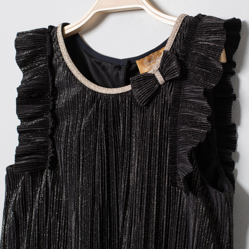 Robe de fêtes plissée irisée à manches volantées 