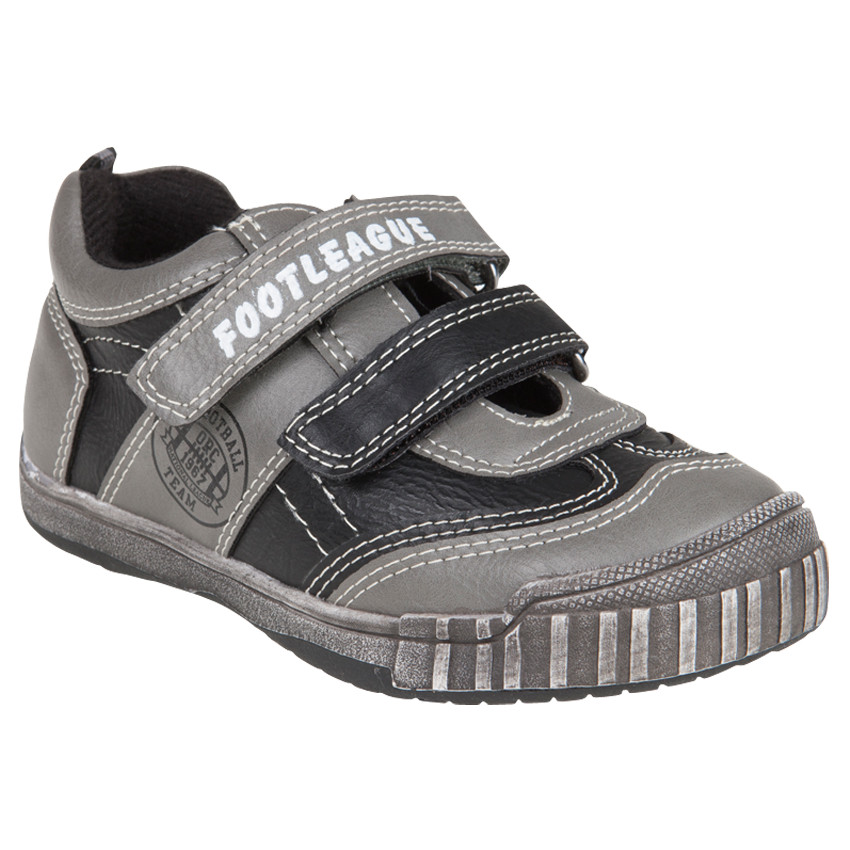 Baskets basses à scratchs aspect cuir 