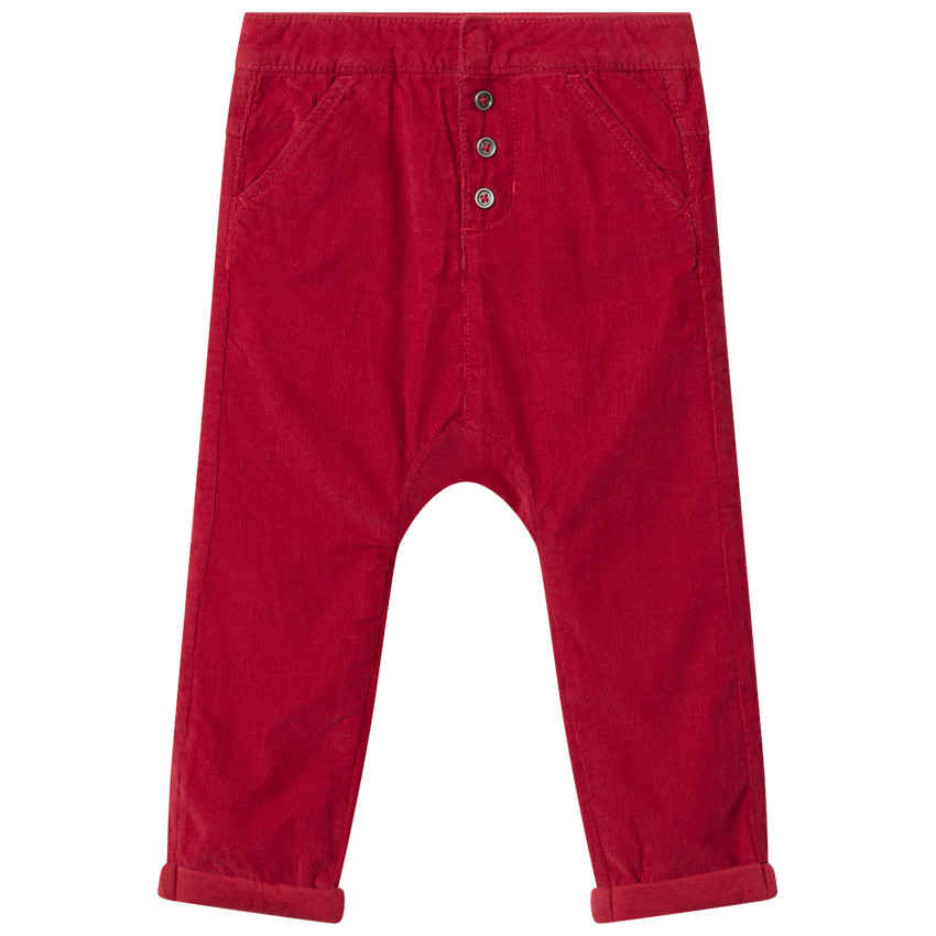 Pantalon en velours rouge doublé jersey  