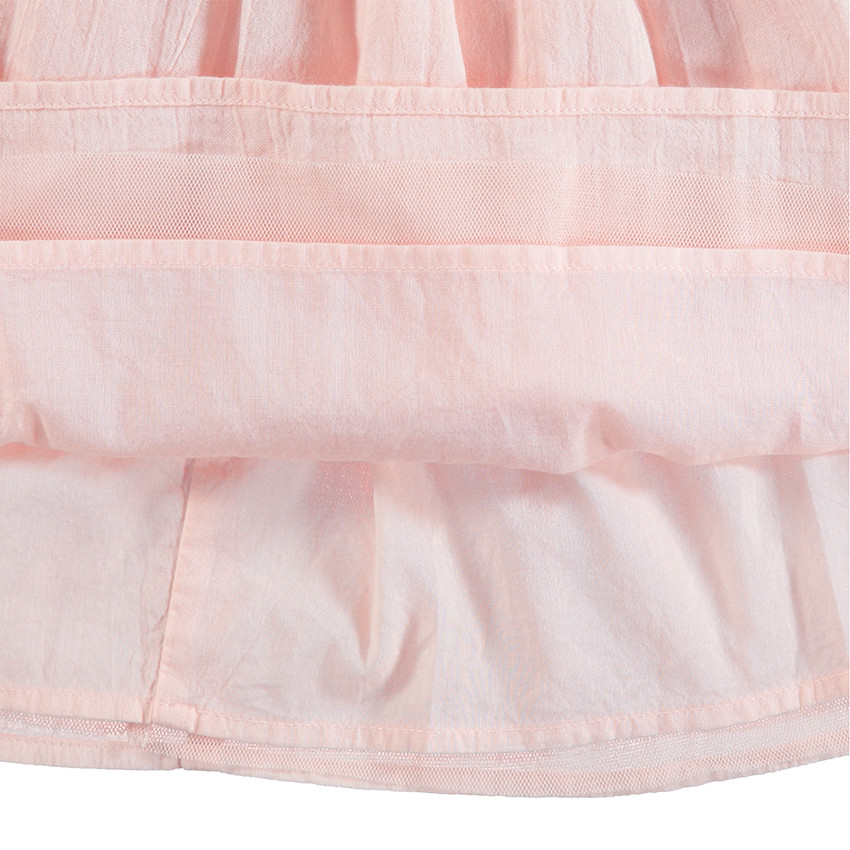 Robe rose bi-matière en dentelle et crêpe 