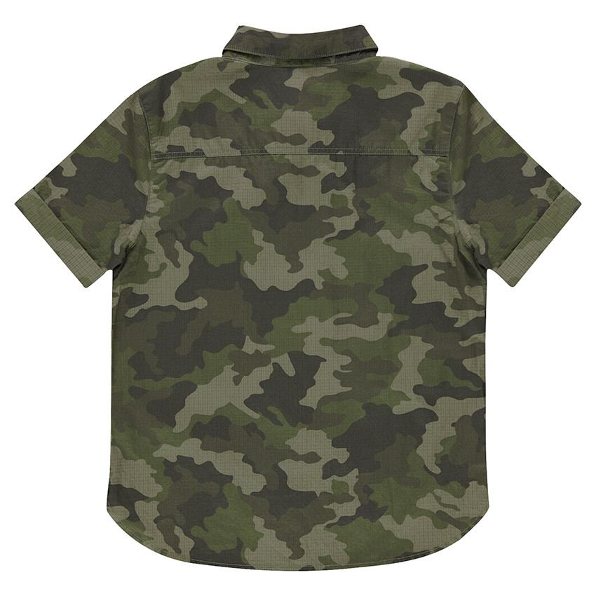 Junior - Chemise manches courtes en coton fantaisie army 