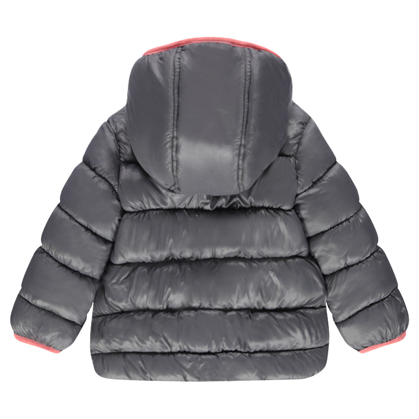 Doudoune ouatinée à capuche effet matelassé doublée micropolaire 