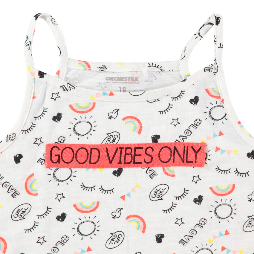 Débardeur à fines bretelles imprimé symboles all-over 